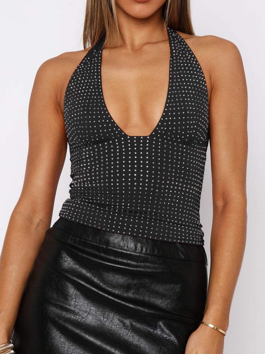 Sequined Solid Color Tank Top