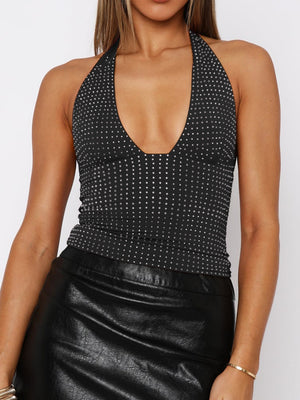 Sequined Solid Color Tank Top