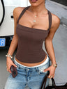 Solid Color Halter Neck Tank Top