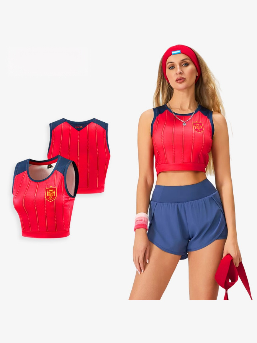 World Cup Football Babes' Crop Top Short-Sleeved Sports Vest Jersey