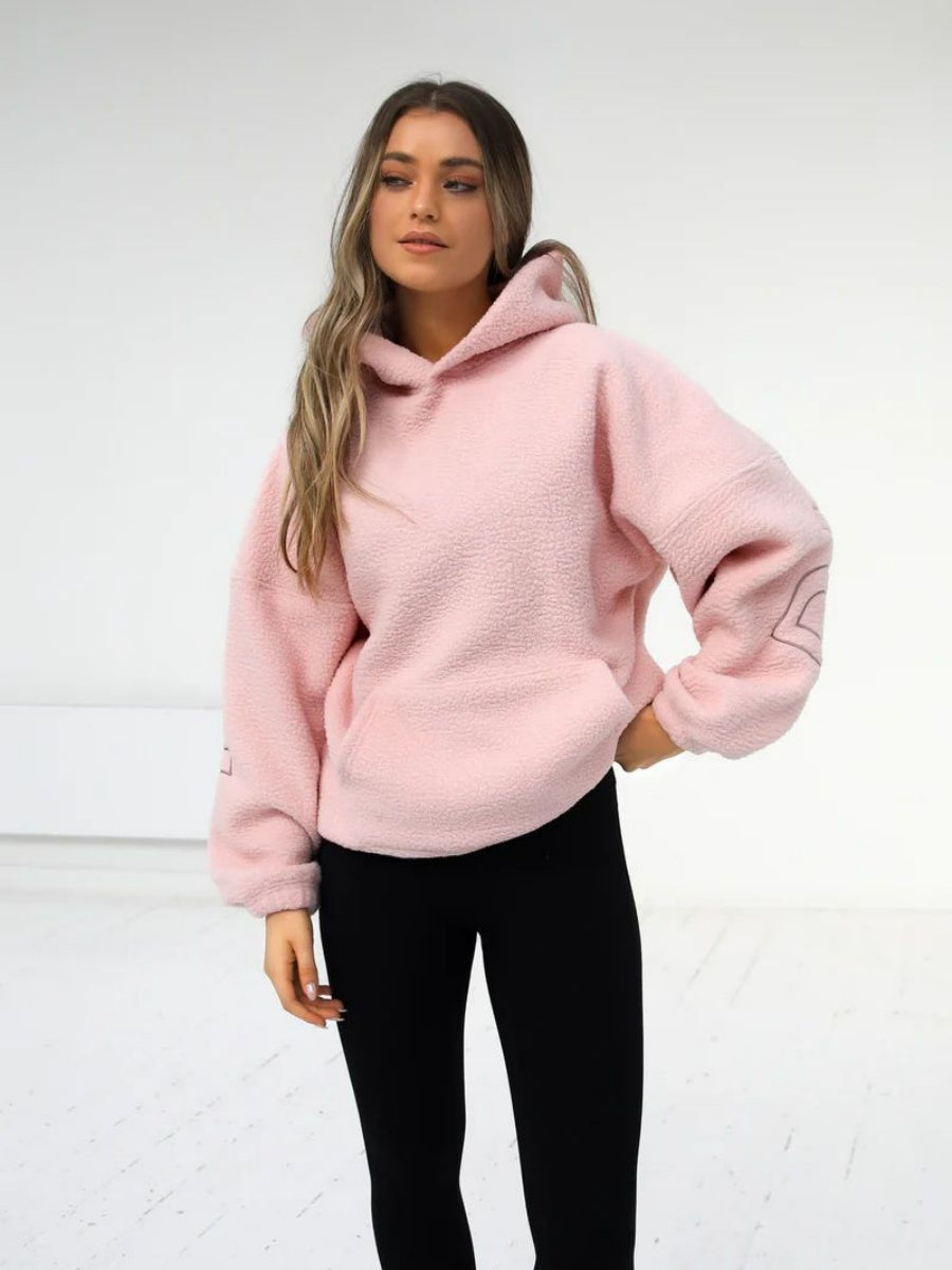 Fleece Letter Embroidery Thick Hooded Sweatshirt