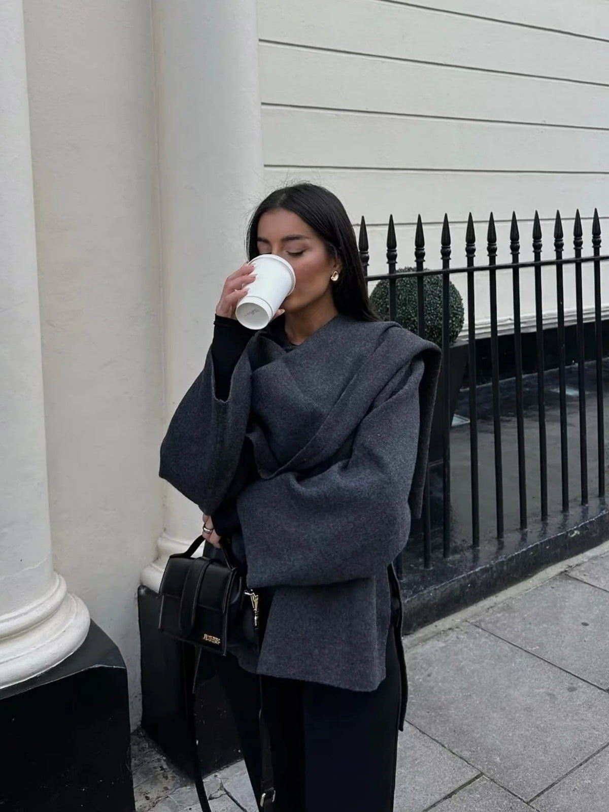 Asymmetrical Scarf Short Knit Cardigan