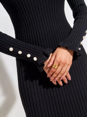 Over-the-knee Sweater, Button-down Knit Fishtail Midi Dress
