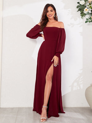 Grace Bandage Slit Formal Dress Chiffon Maxi Dresses