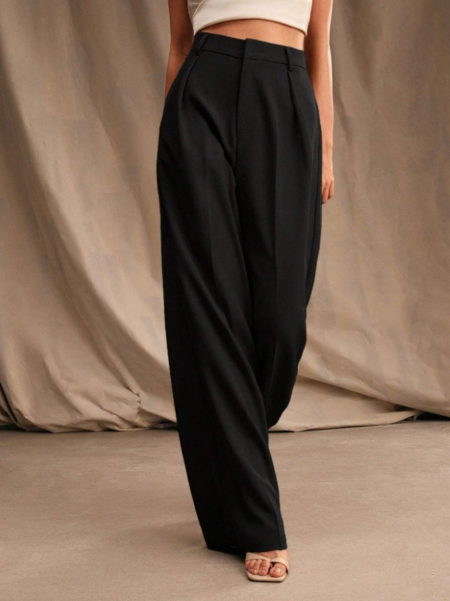 Slimming And Casual Drape Loose High Waist Straight Wide Leg Pants