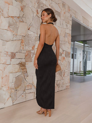 Liber Summer Women's Backless Solid Color Maxi Dresses