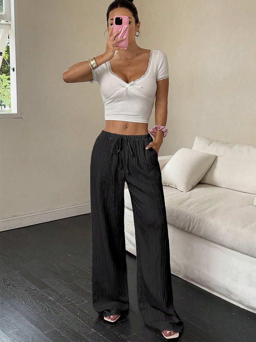 Casual Pleated Belted Trousers