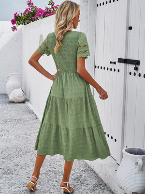 Hollow-out Lace Sleeves, Long Hollow-out Dress