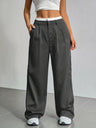 High Waist Color Matching Simplicity Drape Stripes Straight Wide Leg Pants