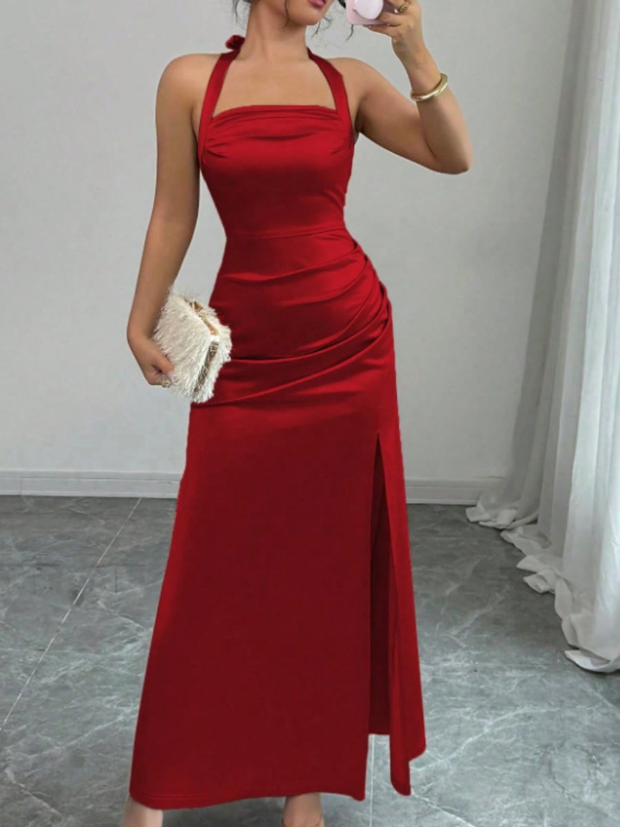 Backless Strapless Bodycon Long Dress With Slit