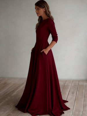 Simplicity Long Sleeve Parties Maxi Dresses
