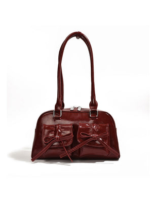 Bow-knot Horizontal Square Zipper Handbag