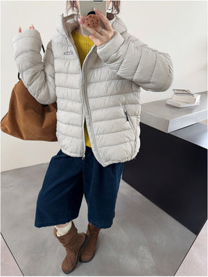 Hooded Zipper Pocket Quilting Lightweight Coat Stuffing Leisure Outdoor Cotton-padded Clothing