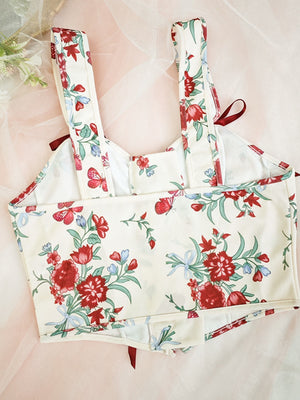 Sweet Floral Bow Lace Up Camisoles