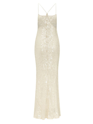 Backless Camisoles Sequins Slim-fit Banquet Maxi Dresses