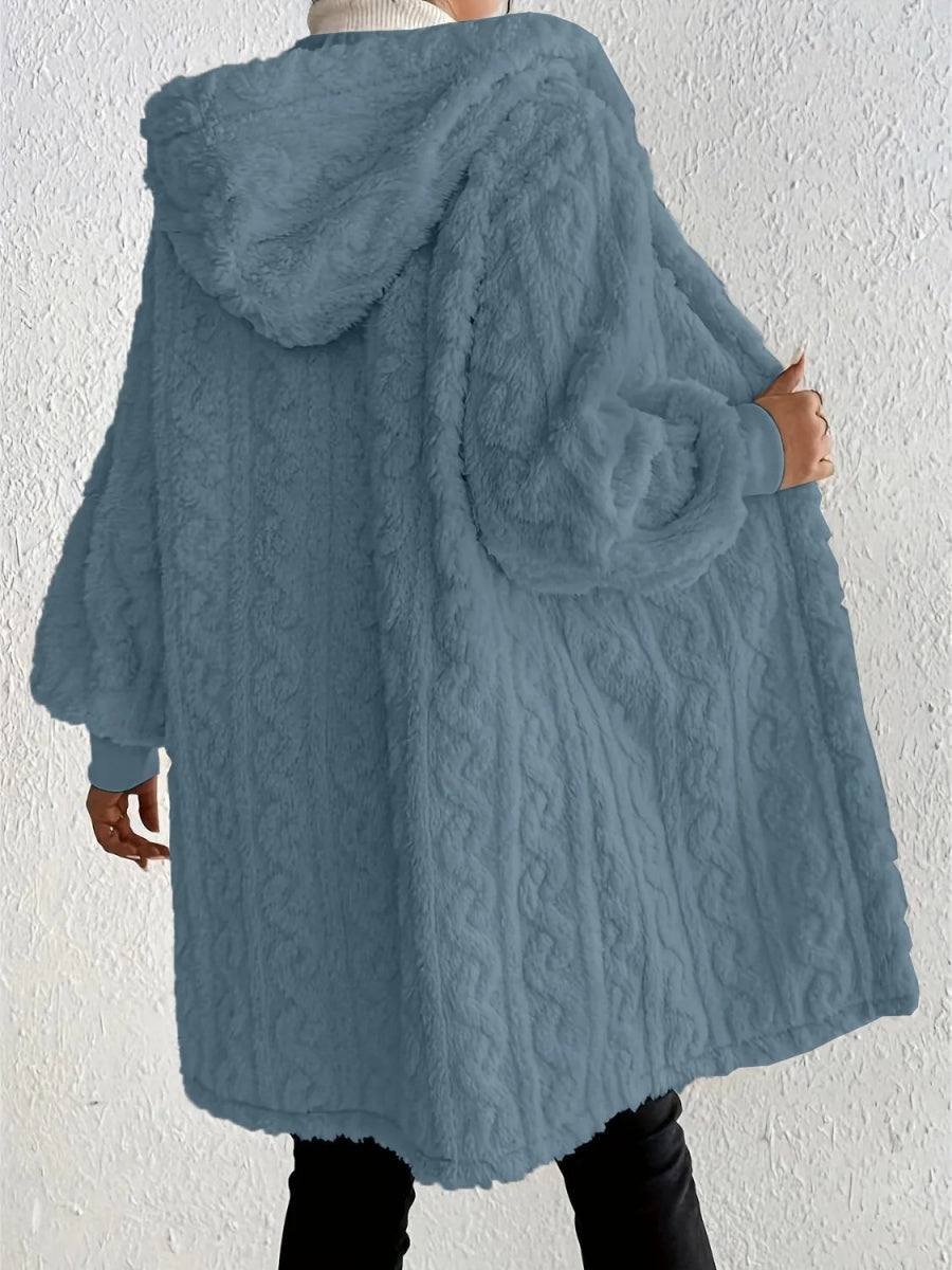 Solid Color Long-sleeved Hooded Loose Plush Jackets