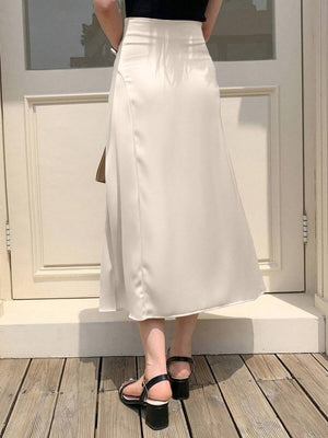 Satin Splicing Solid Color Skirts