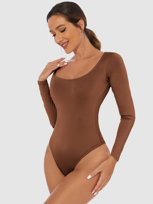 Slim Fit U-neck Long Sleeve Slimming Bodysuit