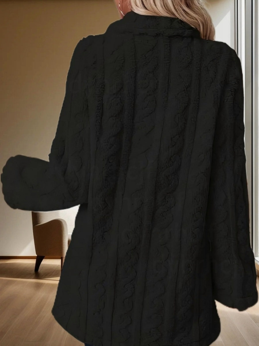 Twist Pattern Geometric Patterns Warm Blazer Collar Double-breasted Mid-length Jacket