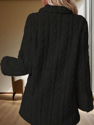 Twist Pattern Geometric Patterns Warm Blazer Collar Double-breasted Mid-length Jacket