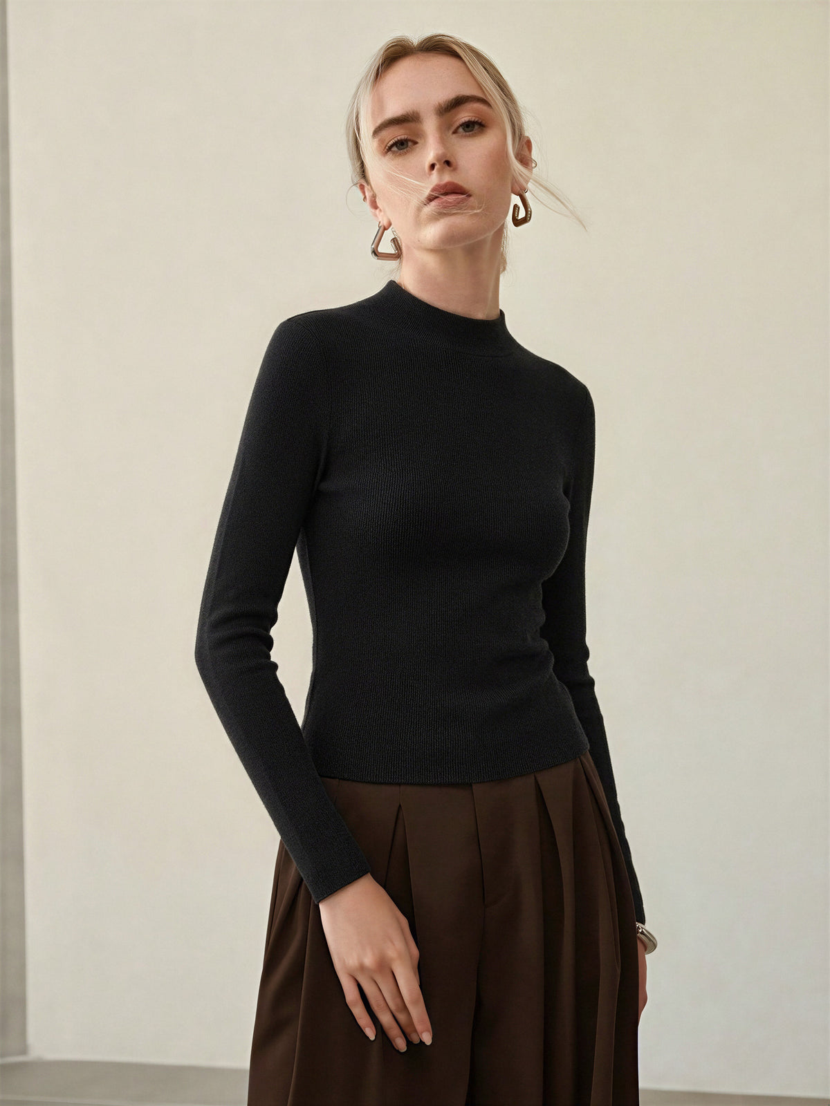 100% Merino Cotton & Wool Seamless Turtleneck Sweater