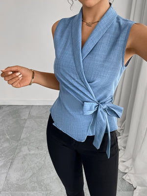 Sky Blue Sleeveless Tank Top With Tie-up Details