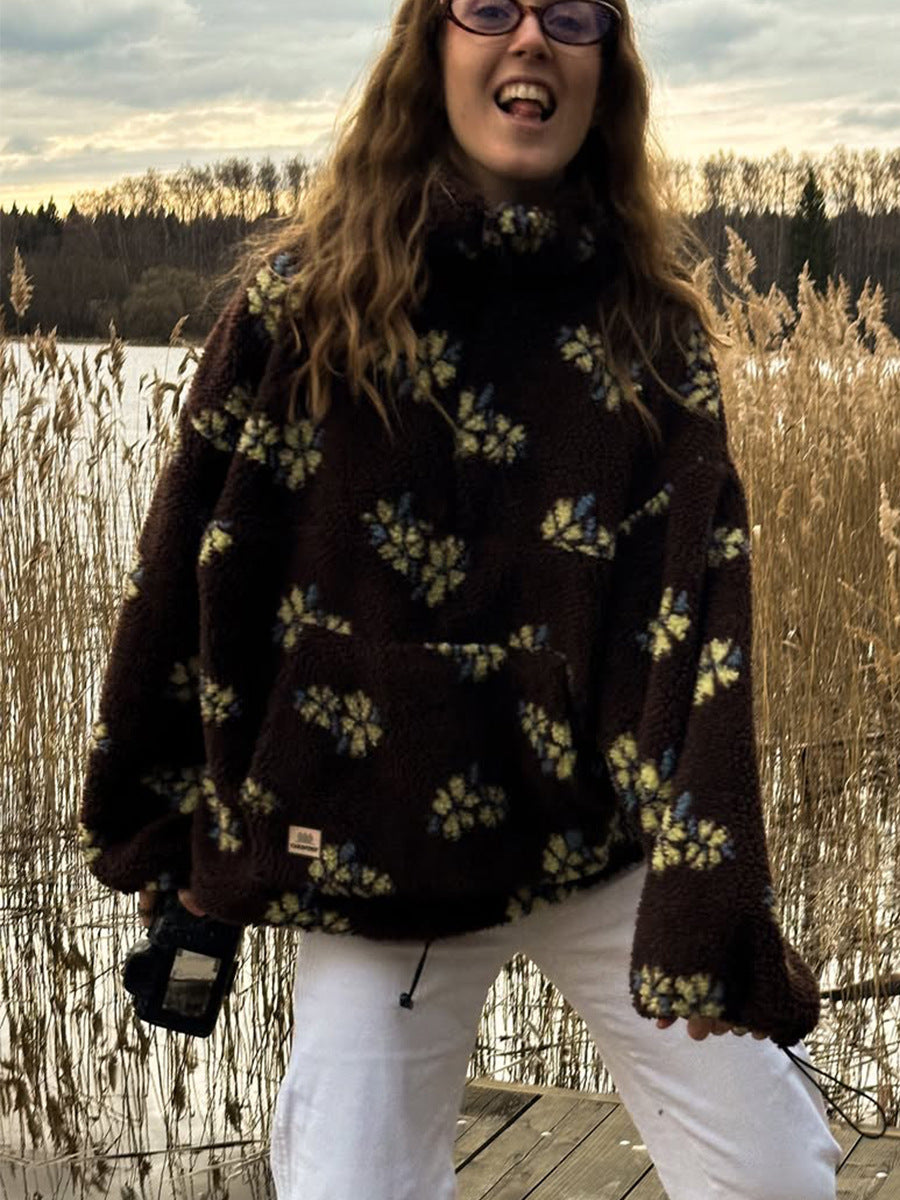 Fleece Floral Fashion Warm Fleece Sweatshirt