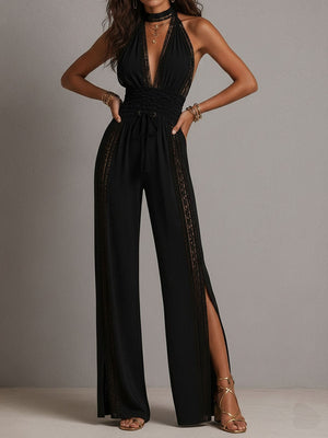 V-neck Lace Stitching Temperament Grace Pants Jumpsuits