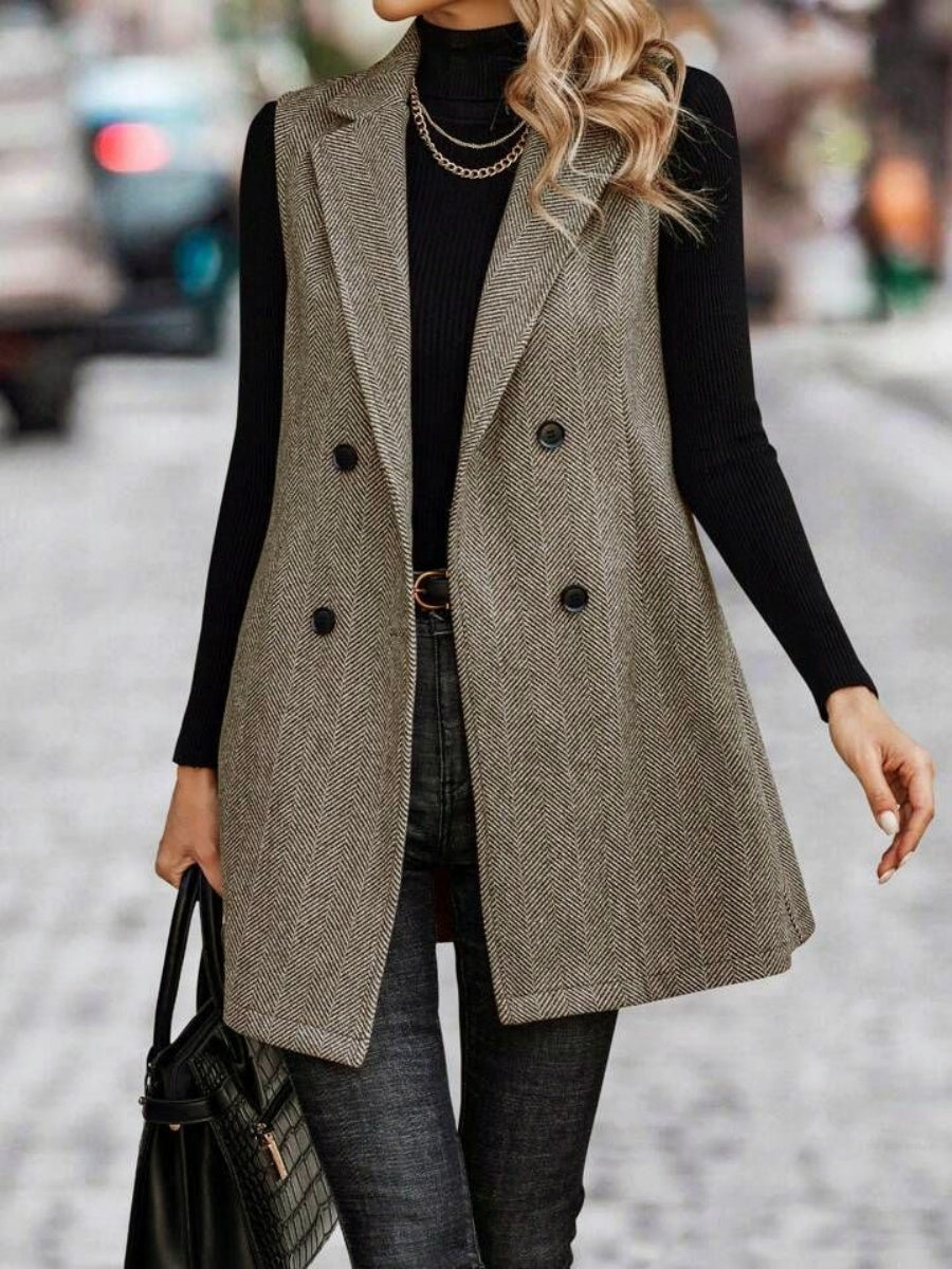 Splicing Herringbone Pattern Suit Sleeveless Vest
