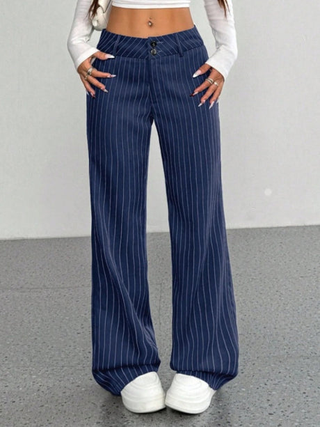 Slim Fit Stripes Trumpet Pants