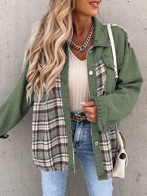 Liber Autumn Women's Contrasting colors Plaid Jackets