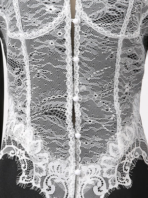 Lace-trimmed V-neck Suit Jacket