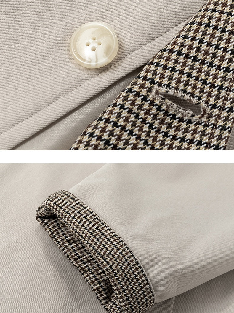 Medium And Long Loose-fit Color-blocked Trench Coats