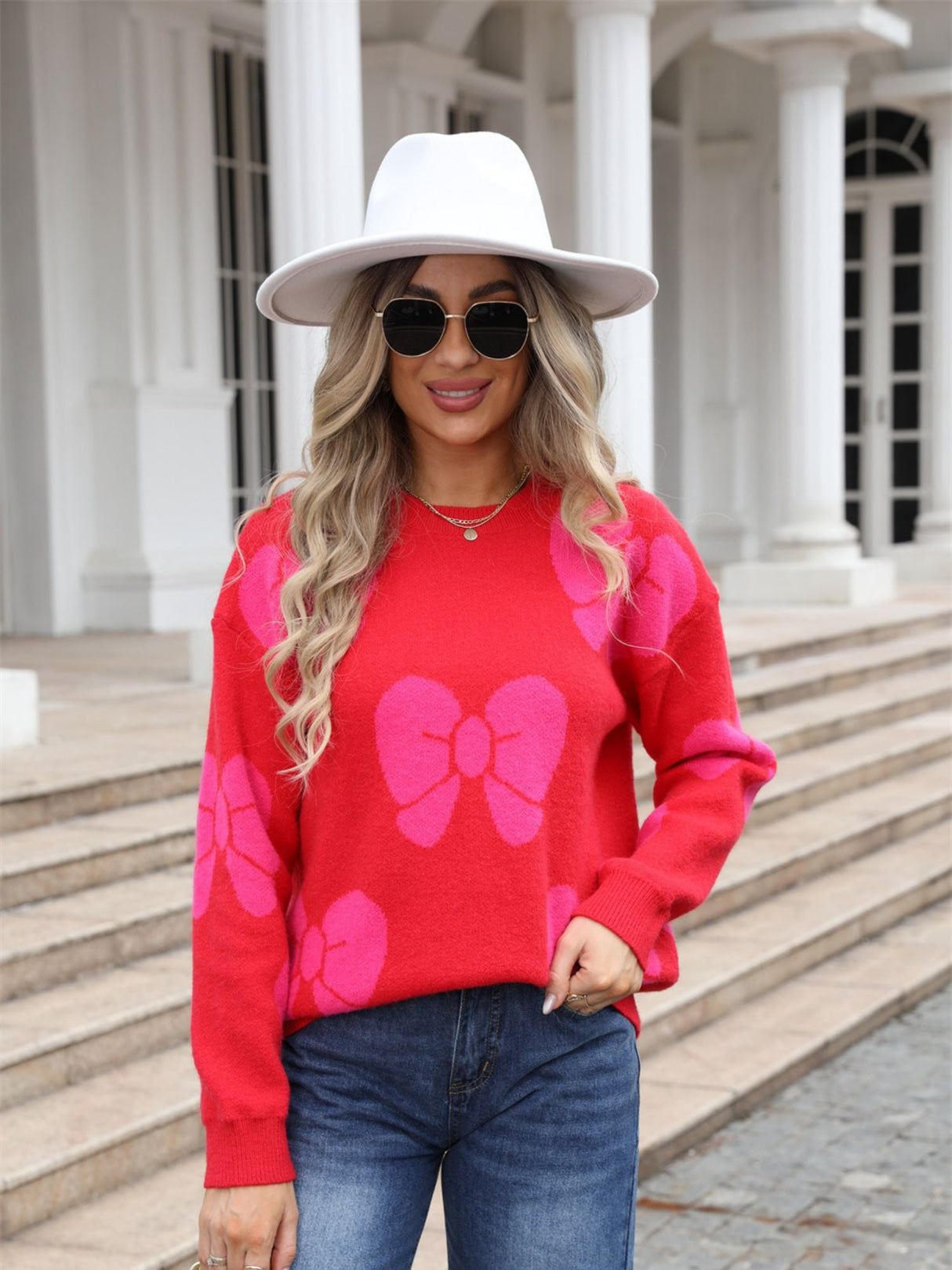 Pull en maille color-block à nœud pour la Saint-Valentin