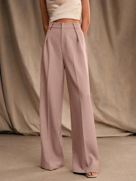 Slimming And Casual Drape Loose High Waist Straight Wide Leg Pants