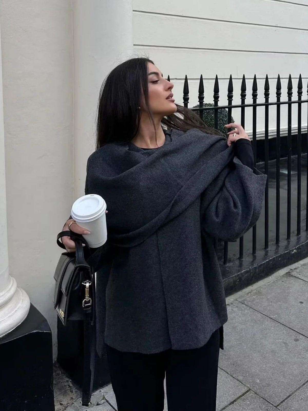 Asymmetrical Scarf Short Knit Cardigan