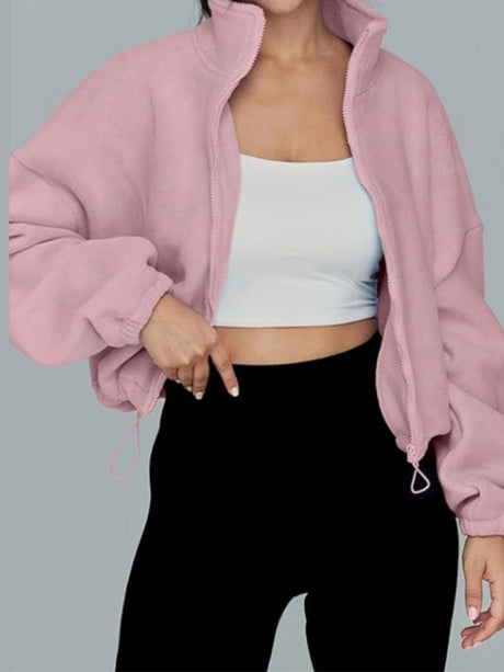 Liber Autumn Women's Zipper Solid Color Sweatshirts&Hoodies