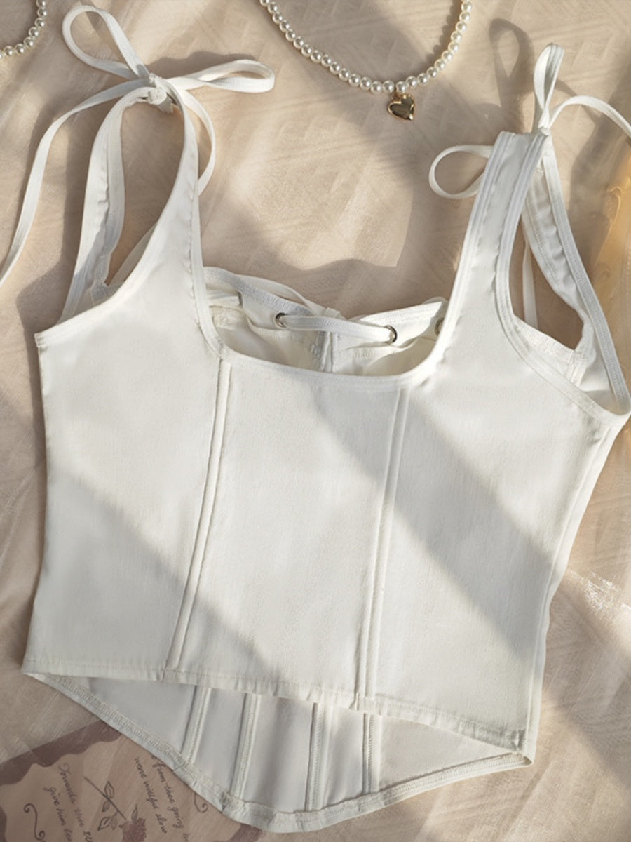 Lace Up Solid Color Camisoles