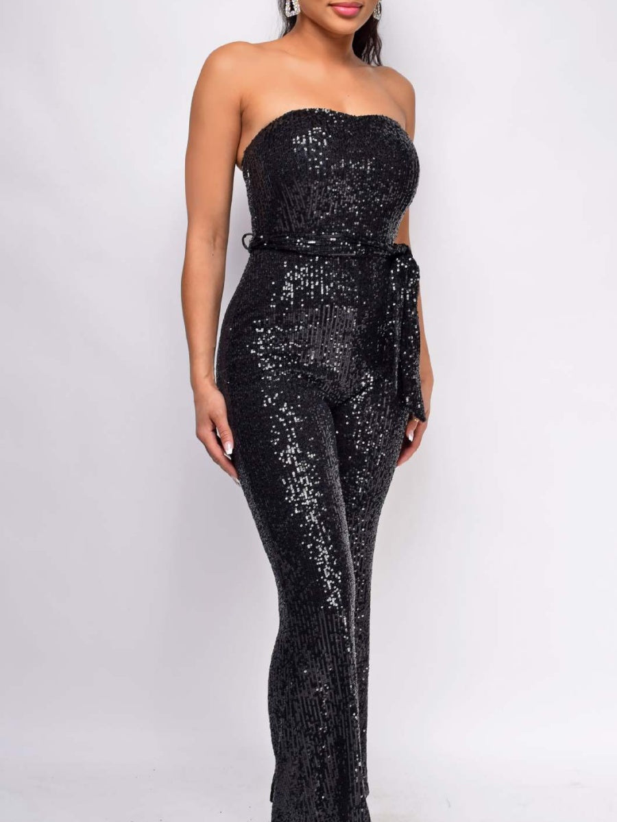 Combinaisons bustier dos nu sans manches à lacets et sequins