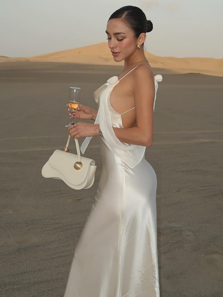 Sexy Suspenders Backless Formal Dress Long Dress