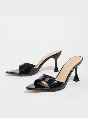 Embossed High-heeled Sandals
