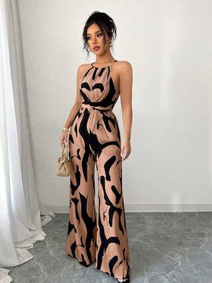 Milk-patterned Halter-neck Jumpsuit
