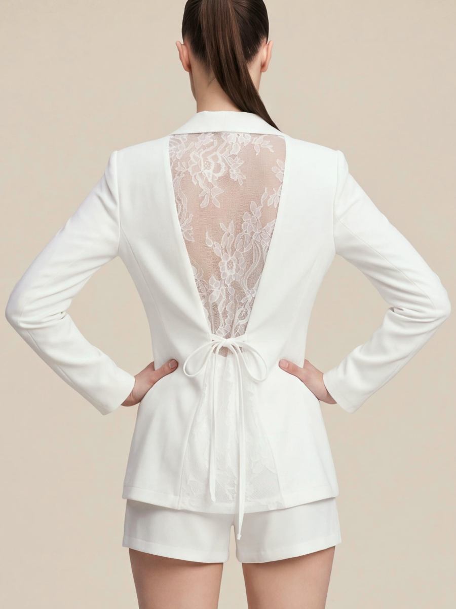 Backless Lace Solid Color Blazers