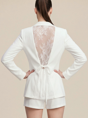 Backless Lace Solid Color Blazers