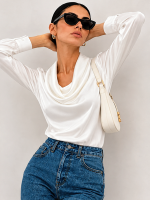 Solid Color, Simple, Long-sleeved Collar Blouse&Shirts