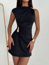Pleated Metal Decoration Hip-hugging Mini&Short Dresses