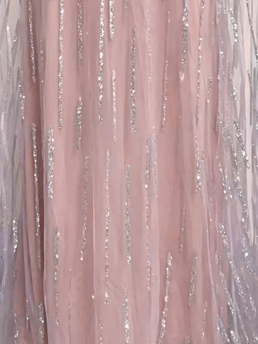 Mesh Tassel Sequins Evening Gown Maxi Dresses