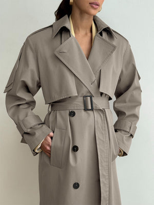 Pure Cotton Retro Loose Belted Trench Coat