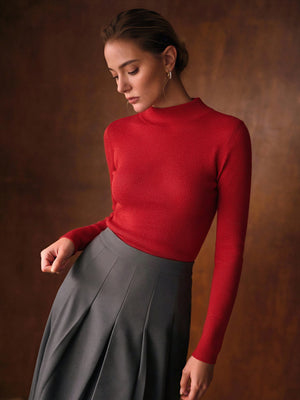 One-piece Seamless Mock Neck Base Sweater