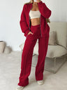 Sporty Style Long-sleeved Jacket Solid Color Trousers Two-piece Set